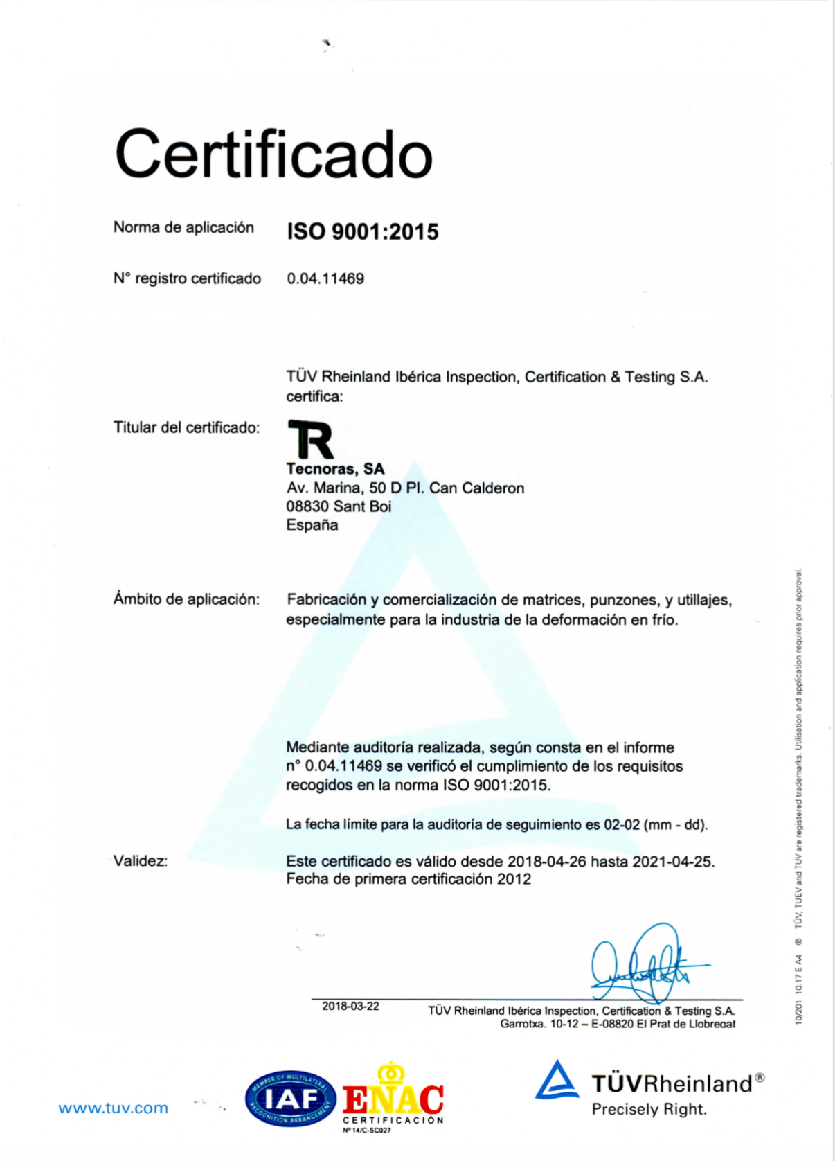 Bild einer ISO 9001-2015-Zertifizierung zur Standardisierung von Fertigungsprozessen